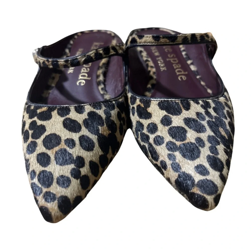 Kate Spade Meg Leopard Print Calf Hair Mules - Size 5.5 B